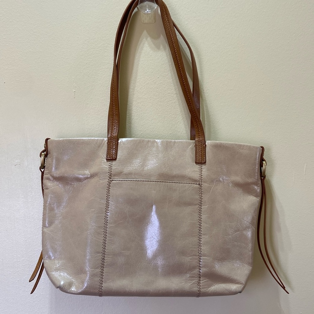 HOBO Beige Leather Tote with Brown Straps